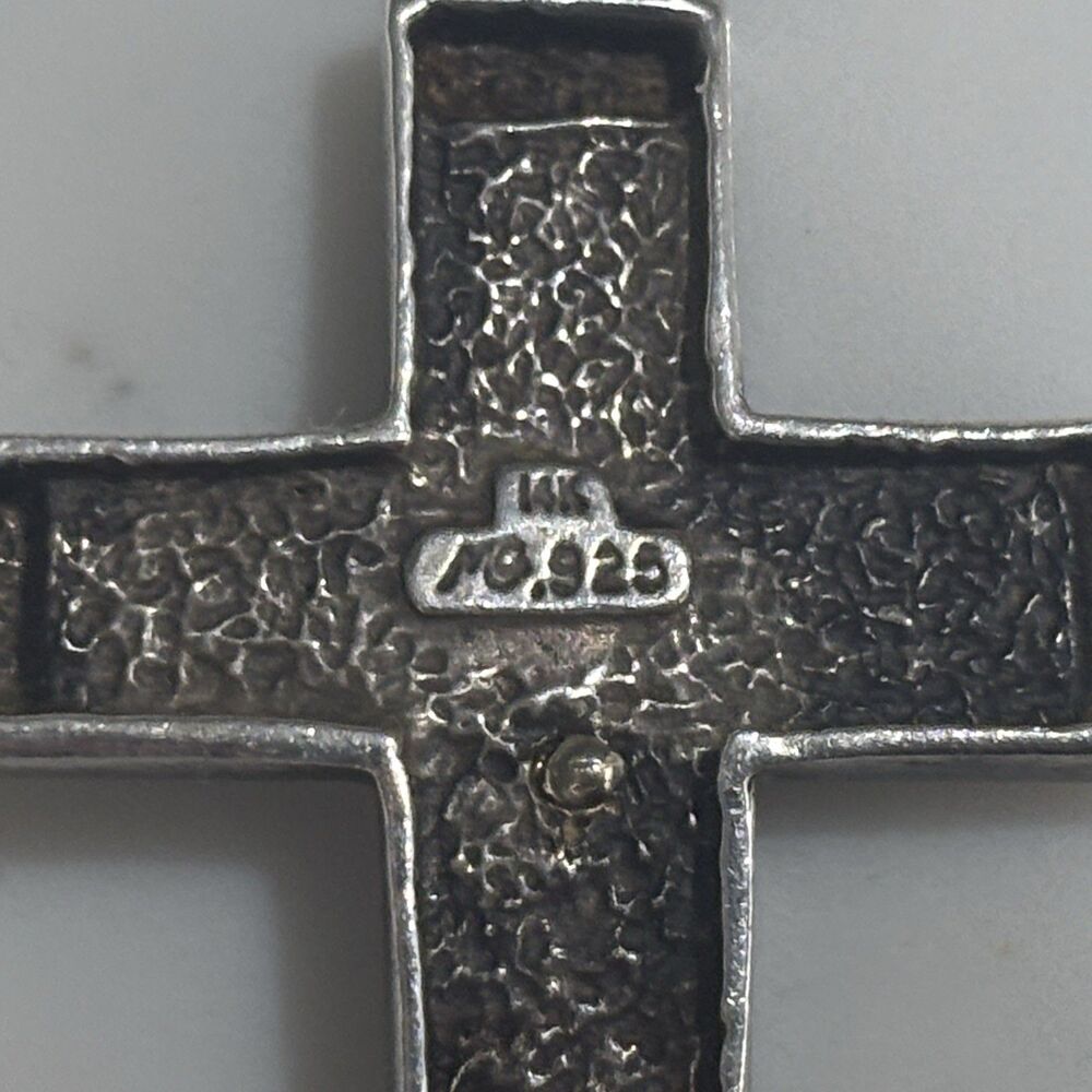 Vintage Michael Anthony Sterling Silver 14K Gold Crucifix Cross Pendant 7.3g - Picture 6 of 13